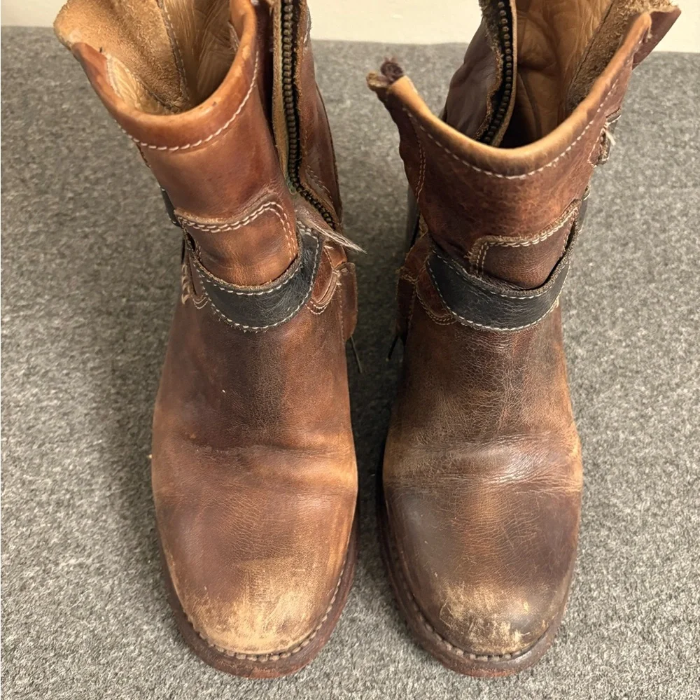 Bed Stu Brown Heeled Boots with Buckle Detail - Picture 4 of 8